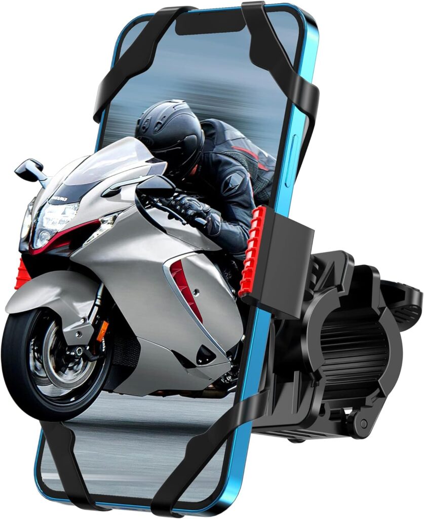 IPOW Motorcycle Phone Mount, Bike Phone Mount Holder, Universal Cell Phone Bicycle  Motorcycle Handlebar Phone Holder, Compatible with Smartphones 13/12/11/X/XR/XS/8/7,Galaxy S20/S10/S9