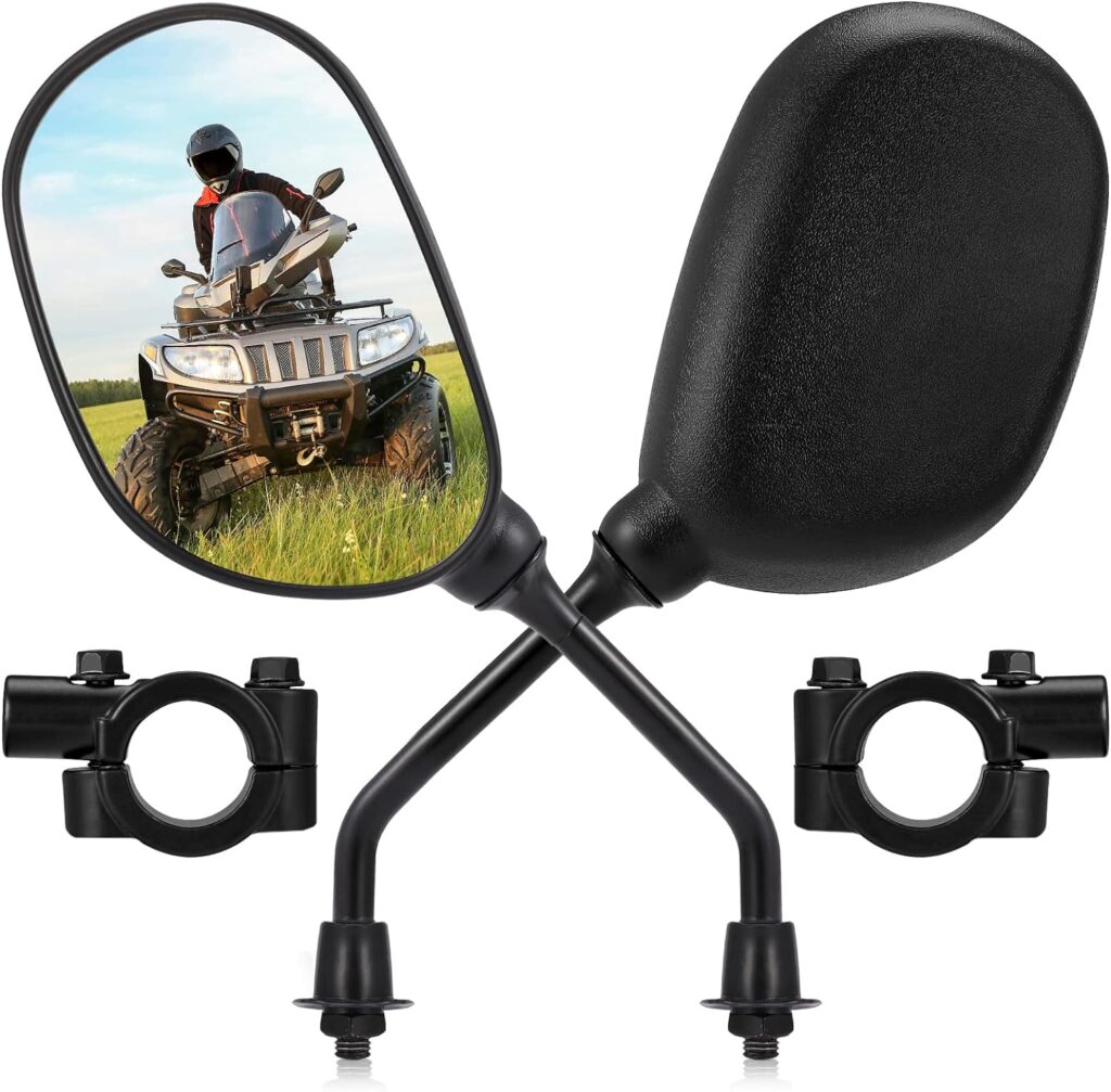 ISSYAUTO ATV Mirrors, 8MM ATV Rear View Mirrors for Handlebars Bike Mirror Compatible with Snowmobile Scooter Moped Dirt Bike Sportsman, 360 Degrees Ball-Type