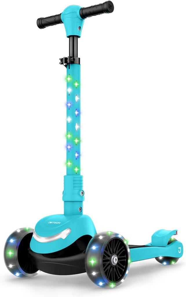 Jetson Jupiter Mini Kids 3-Wheel Light-Up Kick Scooter, Lights on Stem  Wheels, 8 Different Light Patterns, Adjustable Handlebar, Rear Brake, Easy-Folding Mechanism, Ages 3+