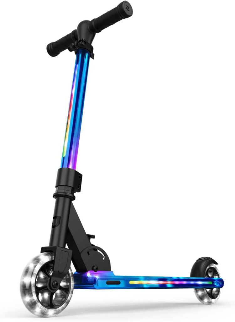 Jetson Mars Kids 2-Wheel Light-Up Kick Scooter, Includes LED Lights on Handlebar, Stem, Wheels  Deck, Adjustable Handlebar, Rear Brake, Lightweight Design, Easy-Folding Mechanism, Ages 5+