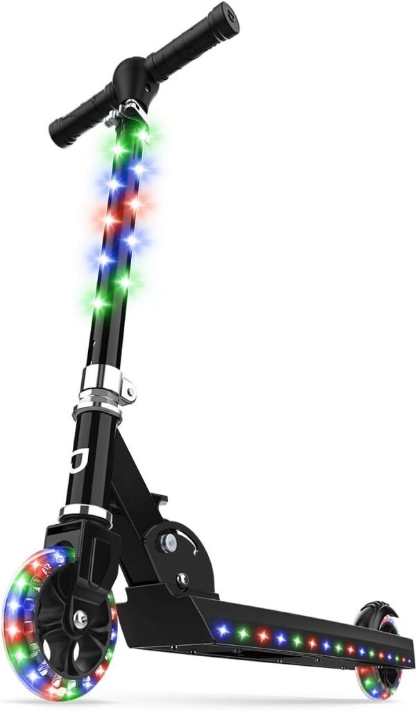 Jetson Scooters - Jupiter Kick Scooter - Collapsible Portable Kids Push Scooter - Lightweight Folding Design with High Visibility RGB Light Up LEDs on Stem, Wheels, and Deck