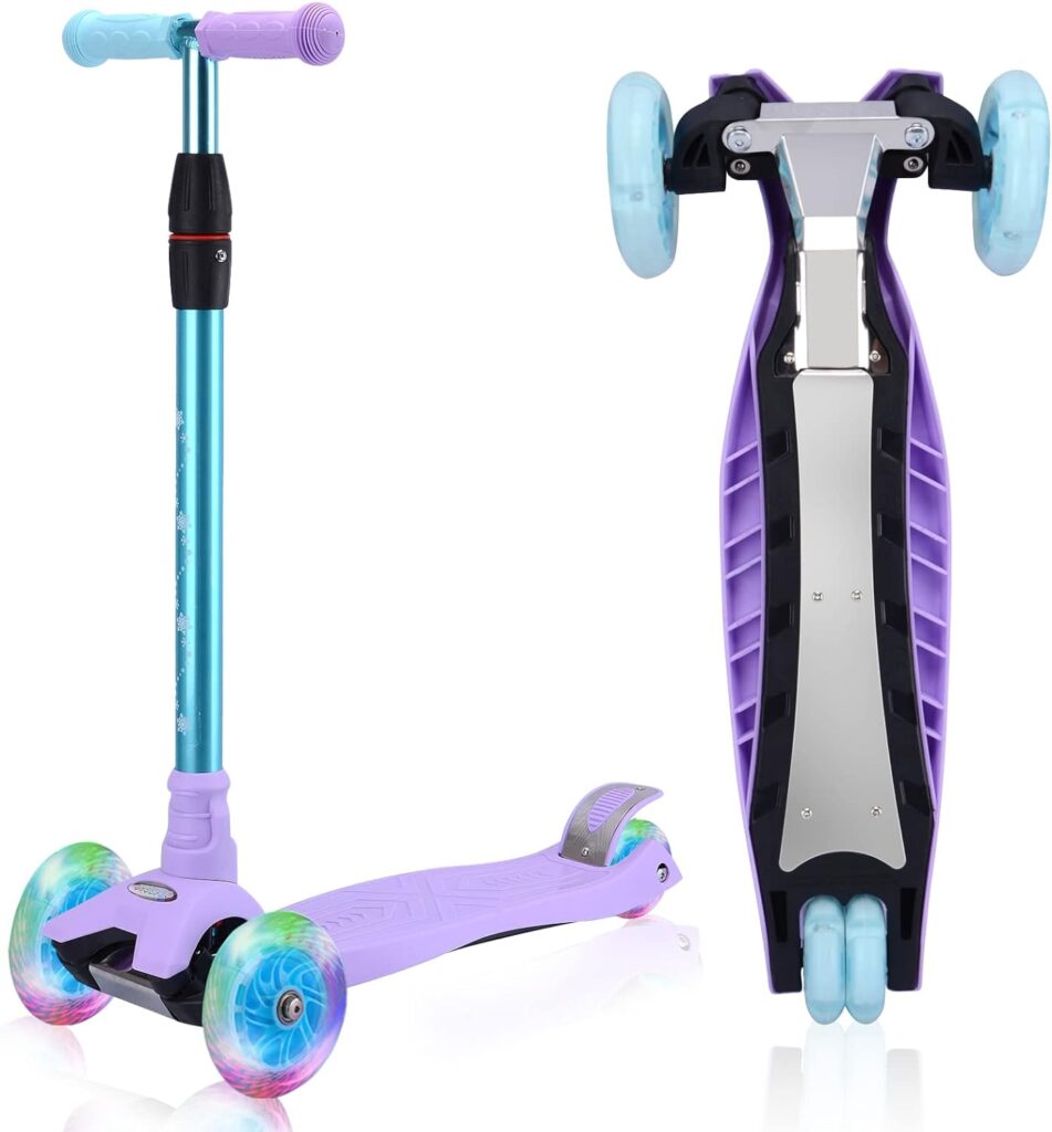 Kick Scooter Kids Scooter 3 Wheel Scooter, 4 Height Adjustable Pu Wheels Extra Wide Deck Best Gifts for Kids, Boys Girls