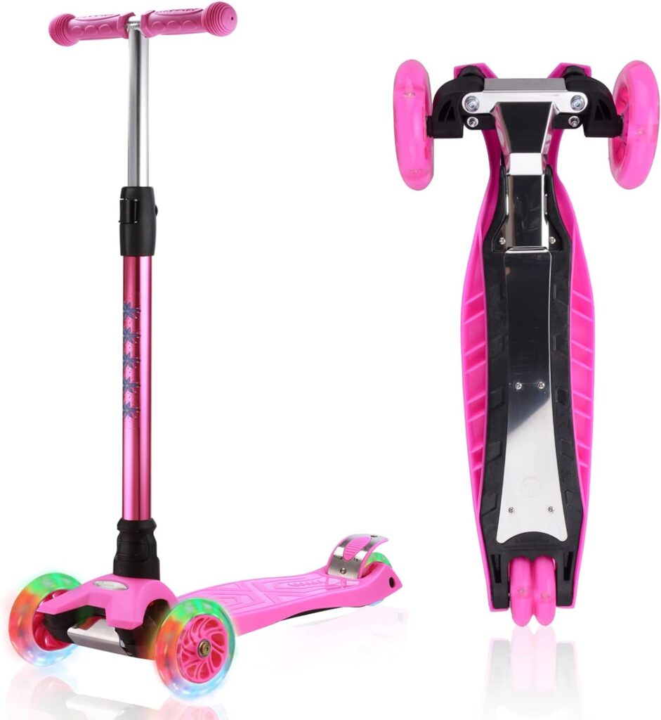 Kick Scooter Kids Scooter 3 Wheel Scooter, 4 Height Adjustable Pu Wheels Extra Wide Deck Best Gifts for Kids, Boys Girls