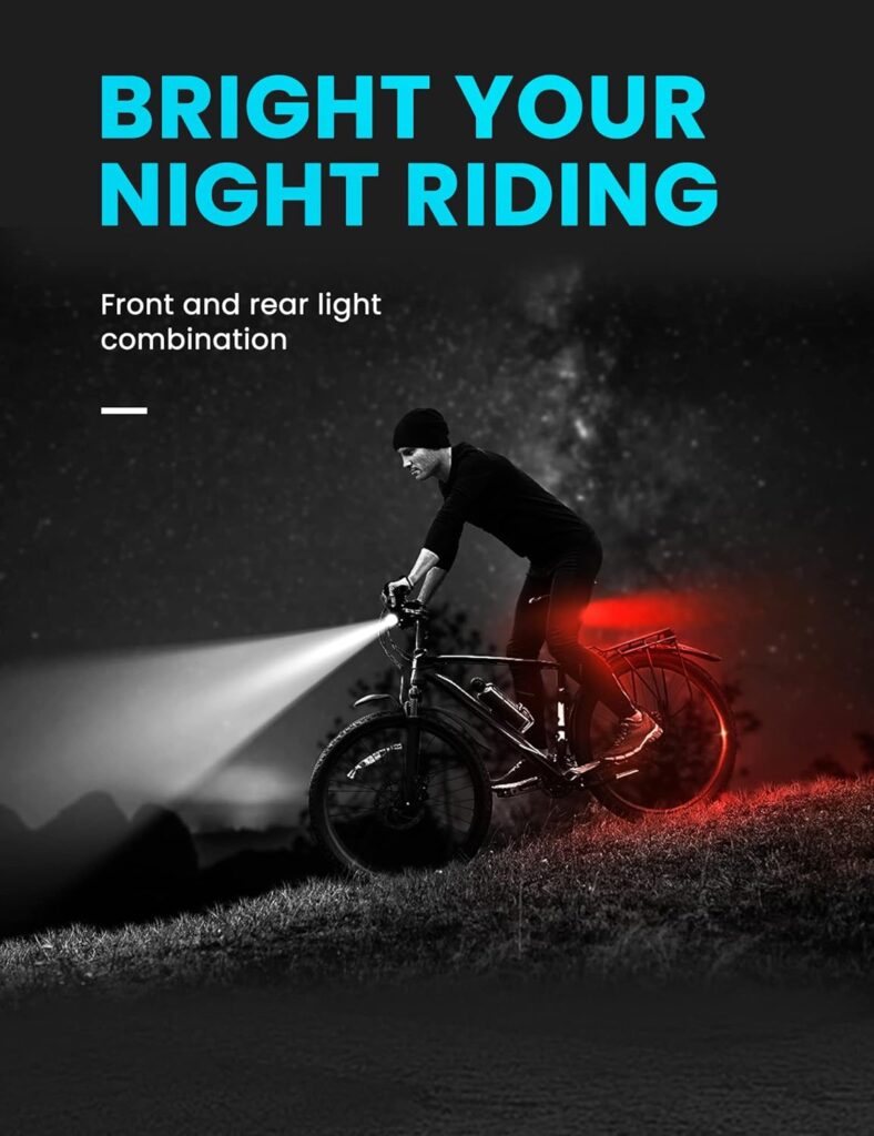 Magicycle Bike Lights for Night Riding Rechargeable, Super Bright Bicycle Headlight and Taillight Set Accessories Led Mountain Bike Lights Flashlight Front and Back