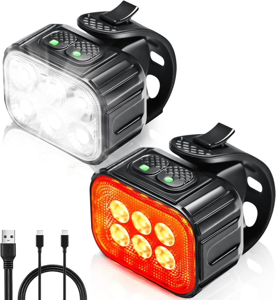 Magicycle Bike Lights for Night Riding Rechargeable, Super Bright Bicycle Headlight and Taillight Set Accessories Led Mountain Bike Lights Flashlight Front and Back