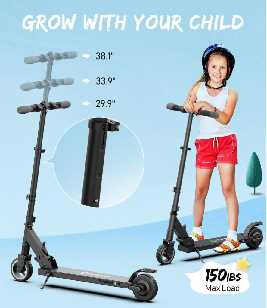 MEGAWHEELS Electric Scooter for Kids,7.5 Miles Range with 250W Motor,Top Speed 14MPH,Foldable E Scooter for Kids