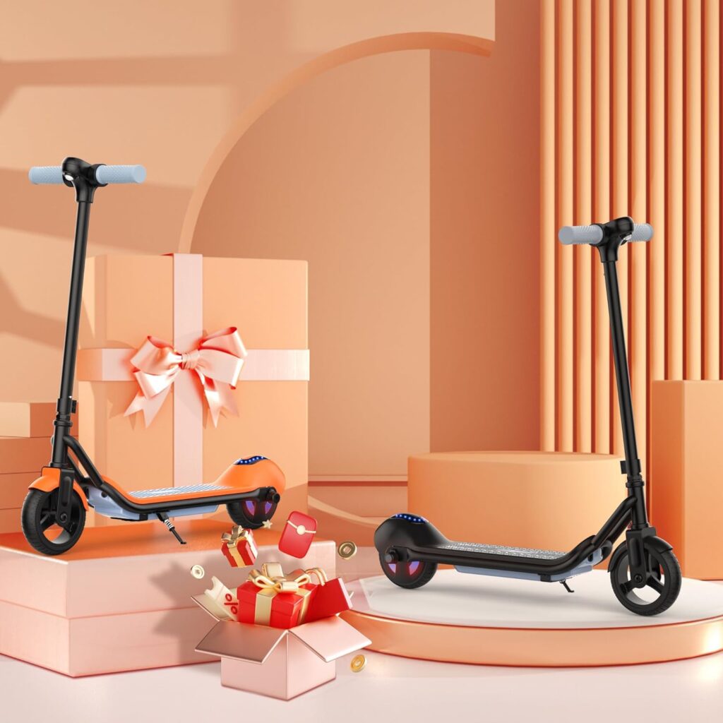 NAVIC TS5 Electric Scooter for Kids, MAX 8.7mph by 110W Motor, Kids Electric Scooter with 6.5 Solid Tires, Bluetooth Music and Rainbow Light, Approved UL Certificate for Kids Age 6-12 Ideal Gifts