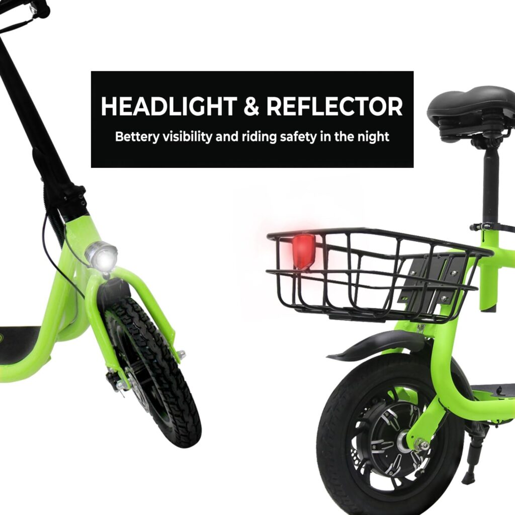 Phantomgogo Commuter R1 - Electric Scooter for Adults - Foldable Scooter with Seat  Carry Basket - 450W Brushless Motor 36V - 15MPH 265lbs Max Load E Mopeds for Adults