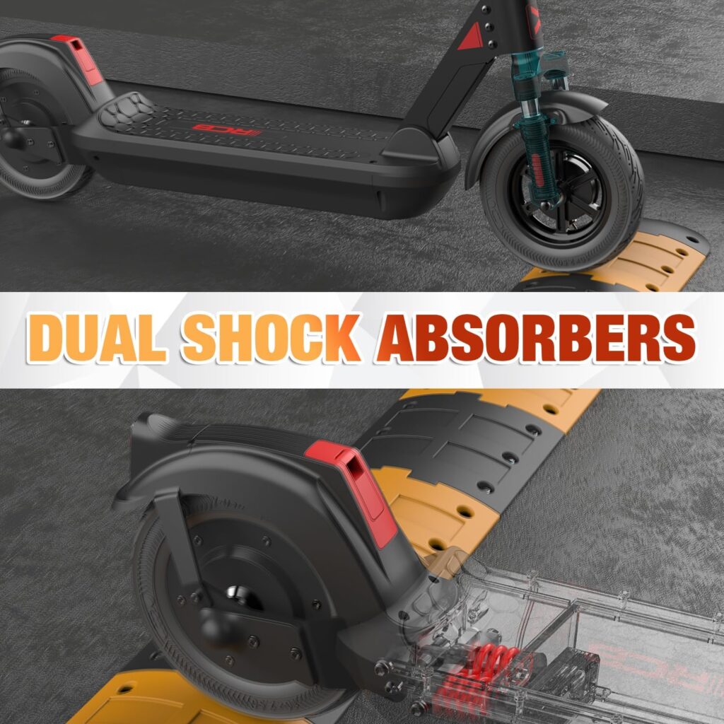 RCB Electric Scooter Adults, 500W Motor 18 MPH, W. Capacity 330lbs, Double Shock Absorption, Portable Folding Commuting Electric Scooter for Adults 20-25 Miles Long Range  10 Inner Honeycomb Tires