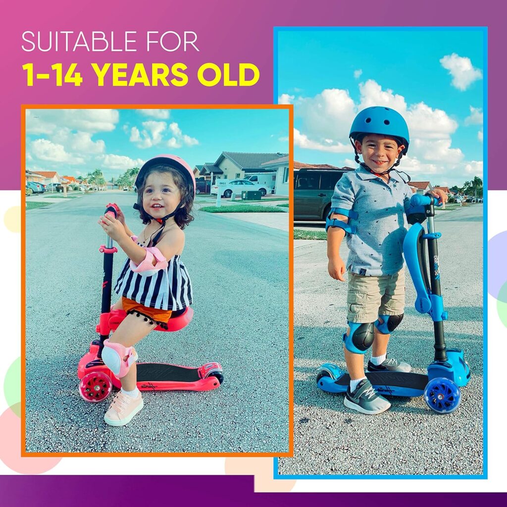 Scooter for Kids - Stand  Cruise Child/Toddlers Toy Folding Kick Scooters w/Adjustable Height, Anti-Slip Deck, Flashing Wheel Lights, for Boys/Girls 2-12 Year Old - Hurtle