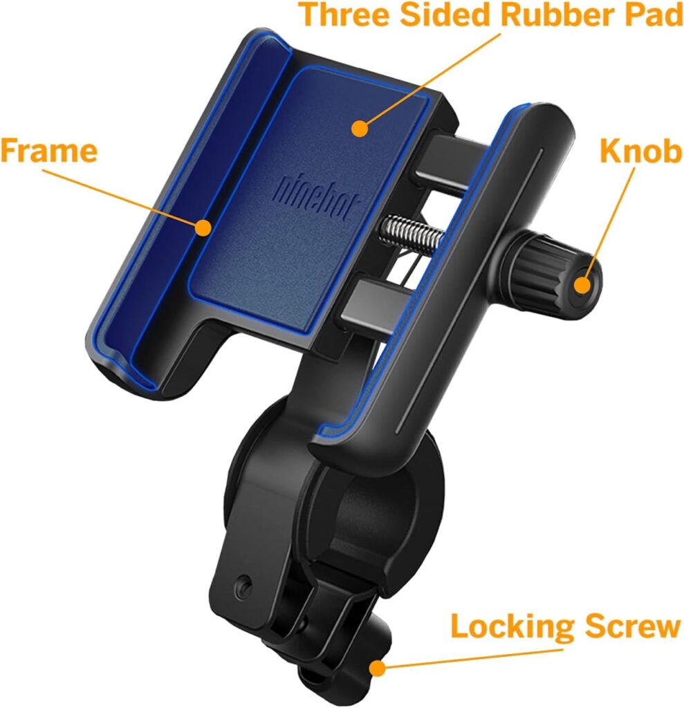 Segway Ninebot Phone Mount, Adjustable Handlebar Phone Holder, Fits All iPhones, All Samsung Galaxy, Holds Any Phone 4-6.5 inches Cellphone, Black