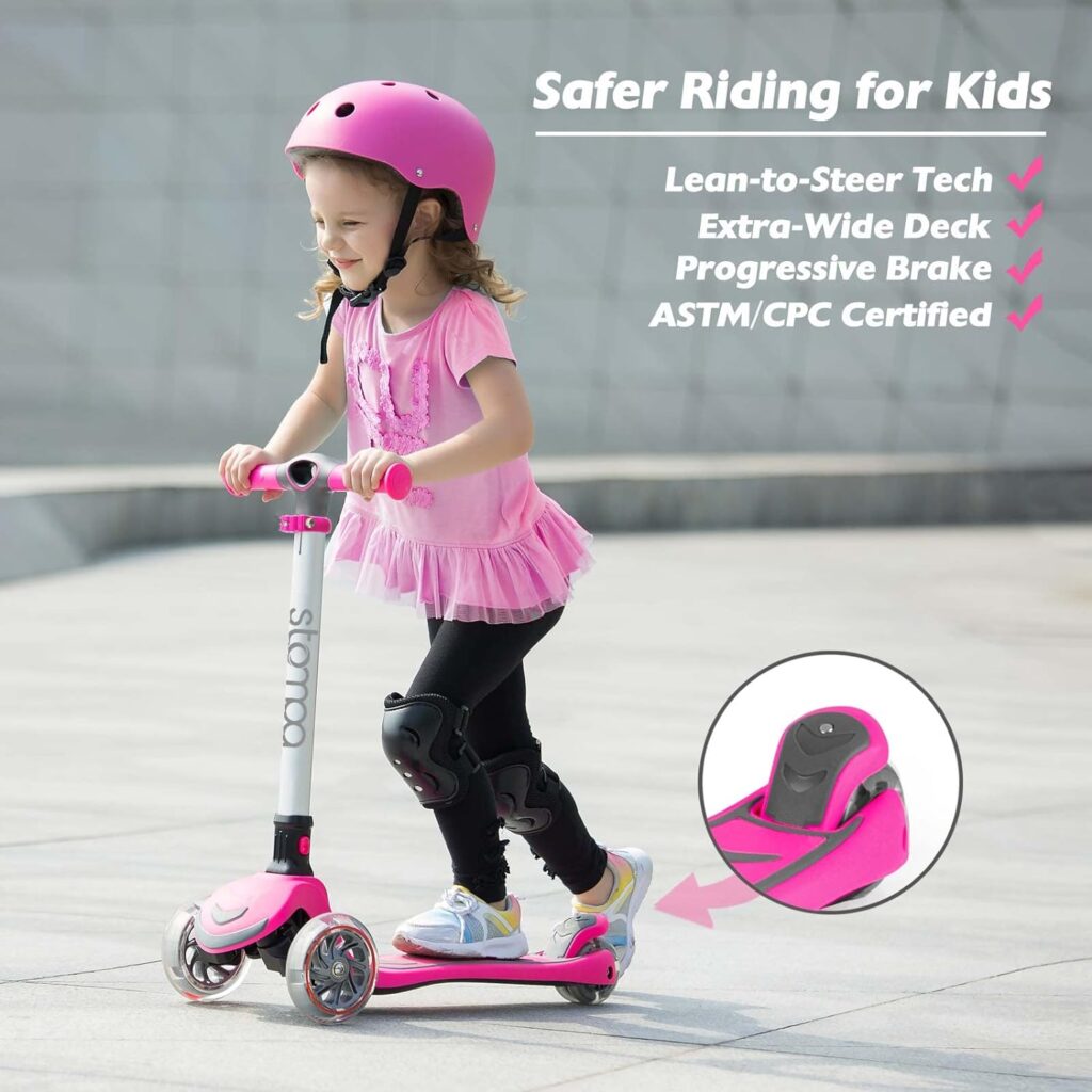 Stompa 2-in-1 Kick Kids Scooter, 3 Light Up Wheels, Adjustable Handlebar, Removable Foldable Seat, Anti-Slip Deck, Toddler Scooters for Girls  Boys Ages 3-8 Year Old