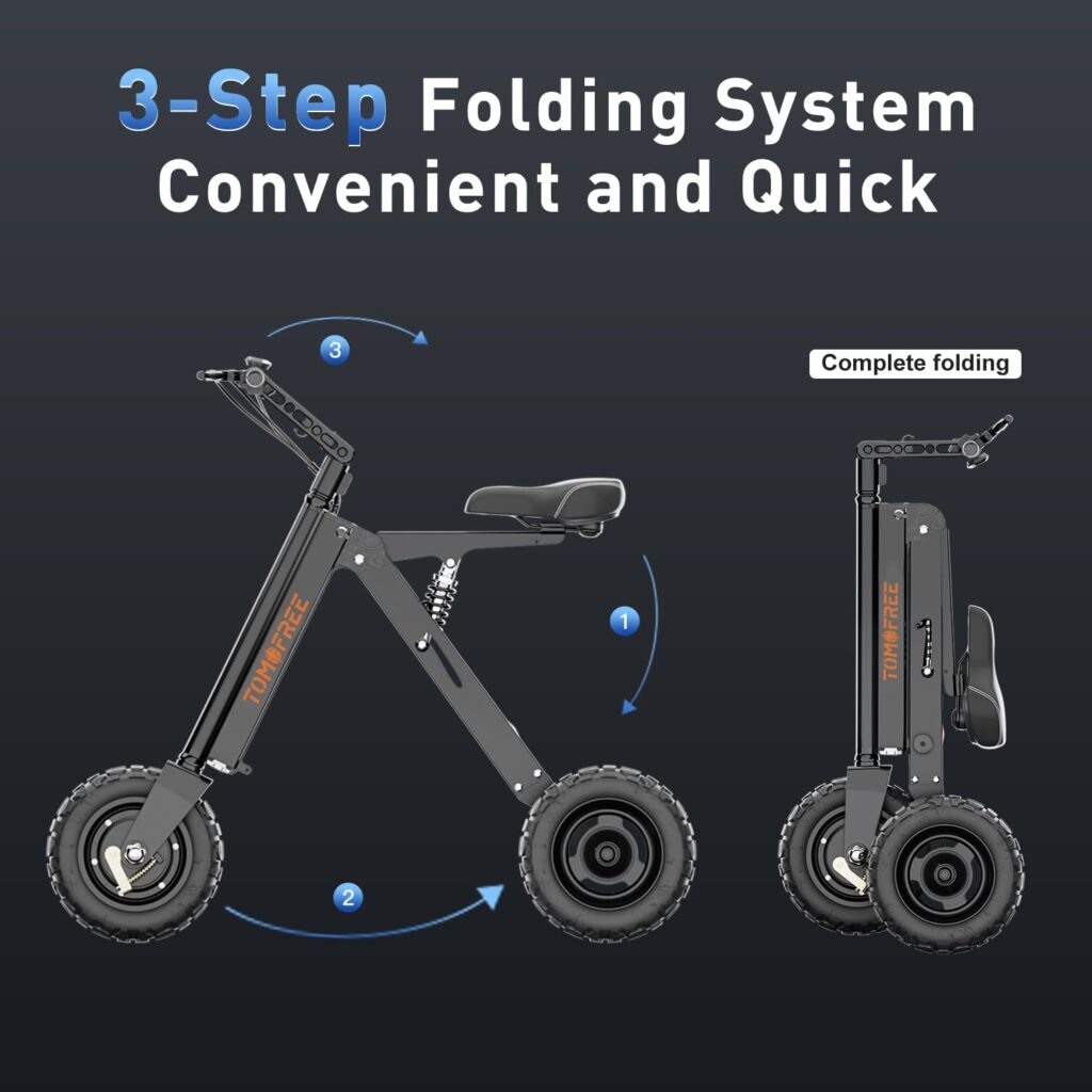 Tomofree Ship from US, Electric Scooter for Adult, 250W Motor, 15MPH 18 Mile Electric Motorcycle, 11 Fat Tire, 48V 10AH E Scooter with Seat, Shock Absorbing Fork, Lightweight and Portable