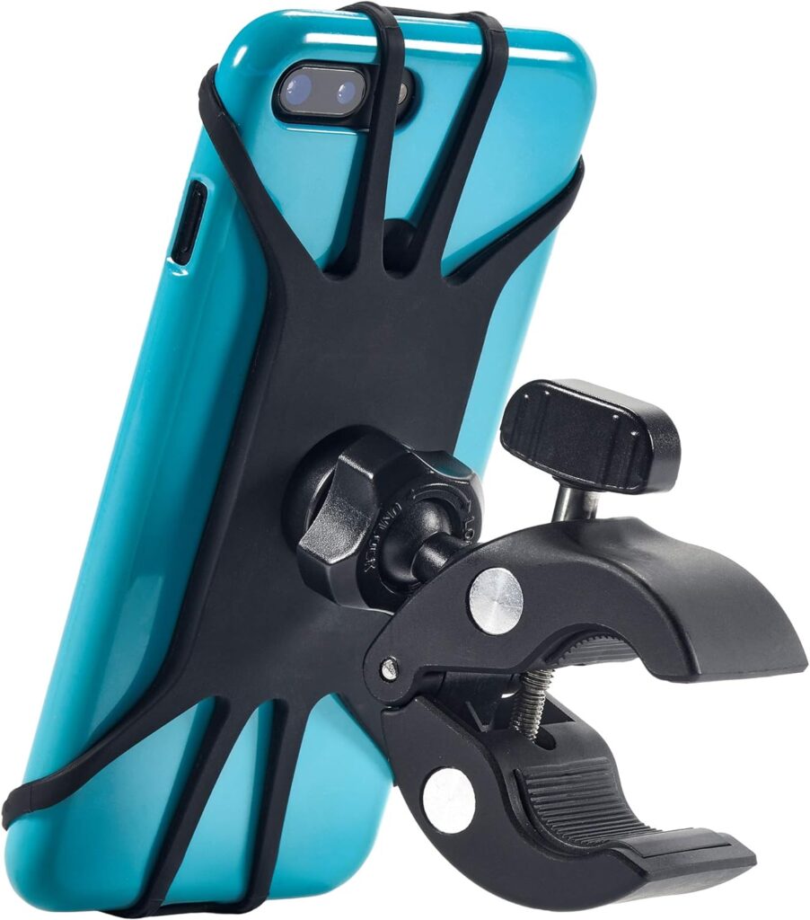 Upgraded 2023 Bicycle  Motorcycle Phone Mount - The Most Secure  Reliable Bike Phone Holder for iPhone, Samsung or Any Smartphone. Stress-Resistant  Highly Adjustable. x10 to Safeness  Comfort