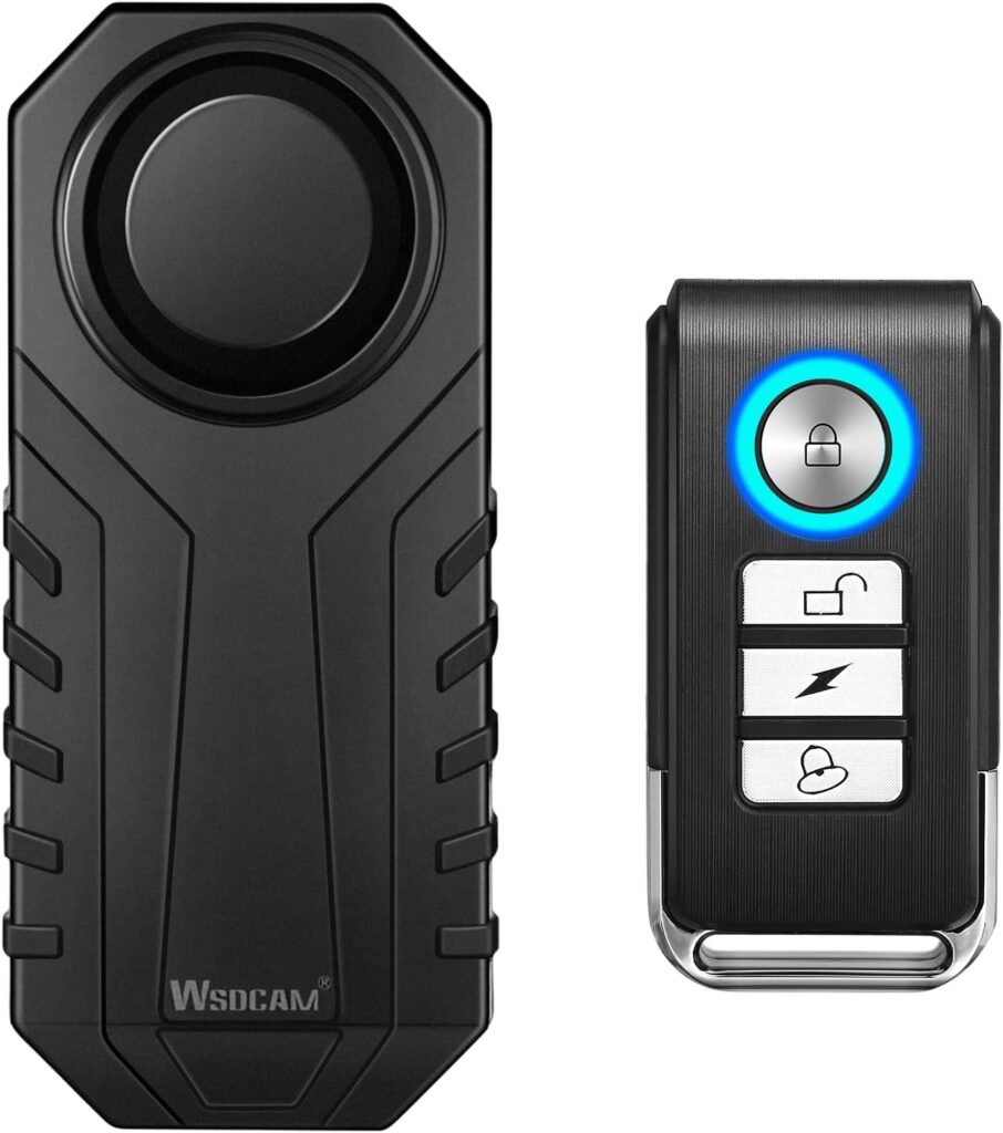 wsdcam 113dB Bike Alarm Wireless Vibration Motion Sensor Waterproof Motorcycle Alarm with Remote
