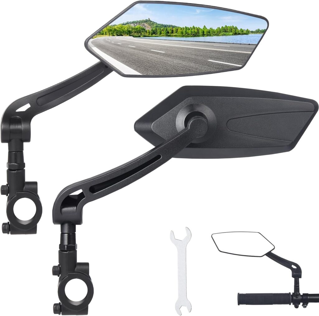 Zacro 2 Pack Bike Mirror, Bike Mirror Handlebar Mount, 360° Adjustable Safety Bicycle Rear View Mirror, Scratch Resistant Glass Lens, Fit for Mountain Bikes, City Road Bikes, E-bikes, Scooter