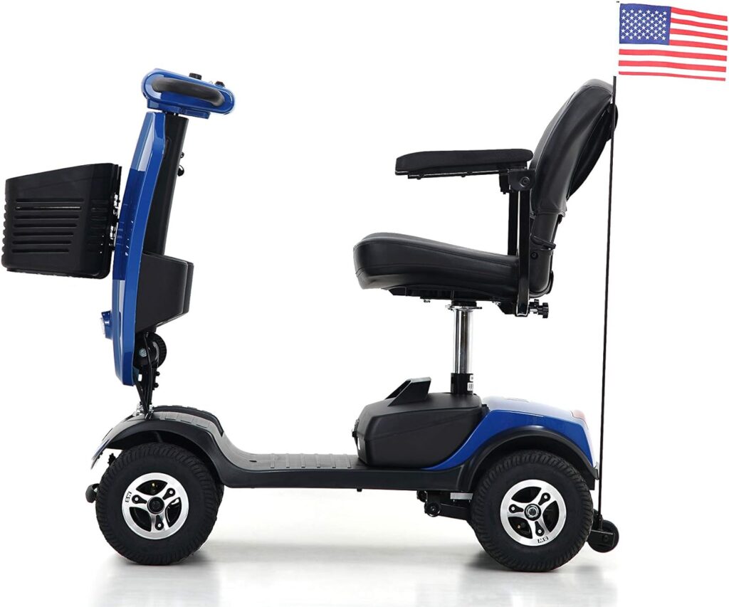 Electric Mobility Scooter for Adults and Seniors - 300 lbs Max Weight, 4-Wheel Powered Mobility Scooters Wheelchair Device for Travel, Elderly (with Head Light-Yellow)