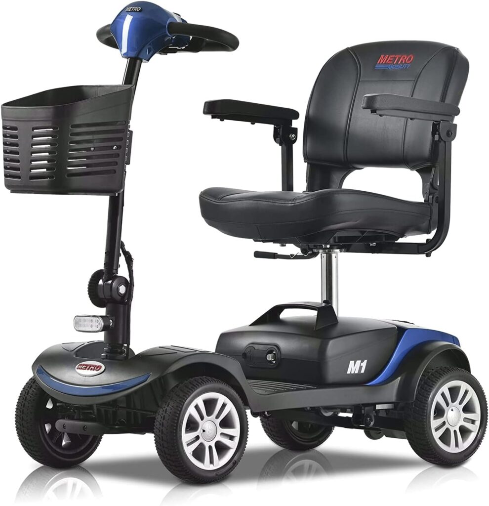 Electric Powered Mobility Scooters for Seniors Adults 300lbs Max Weight, 4 Wheel Folding Mobility Wheelchair for Travel - Long Range Power Battery w/Charger and Basket