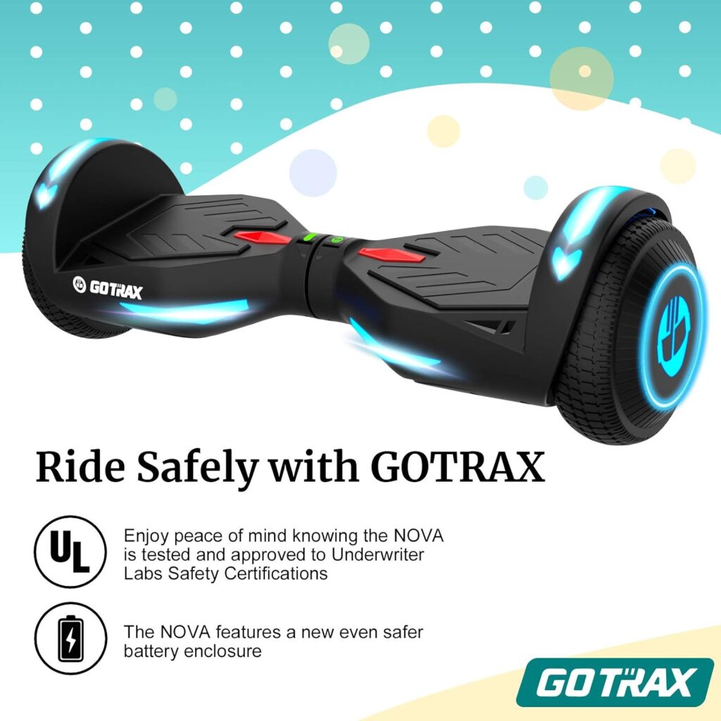 Gotrax SRX MINI/NOVA Hoverboard with 6.5 Wheels, Max 3.1Miles/4.3 Miles Range  5mph/6.2mph Power by Dual 150W/200W Motor, UL2272 Certified  50.4Wh/65.52Wh Battery Self Balancing Scooter