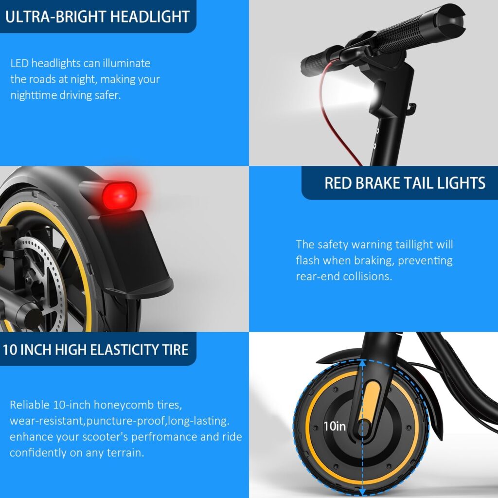 Electric Scooter for Youth Adults, Kick Stand Escooter Lightweight Compact Foldable Design with Powerful 500W Motor up to Fast 19 Mph Ride 20 Miles Long Range, Ideal Urban Campus Commuter