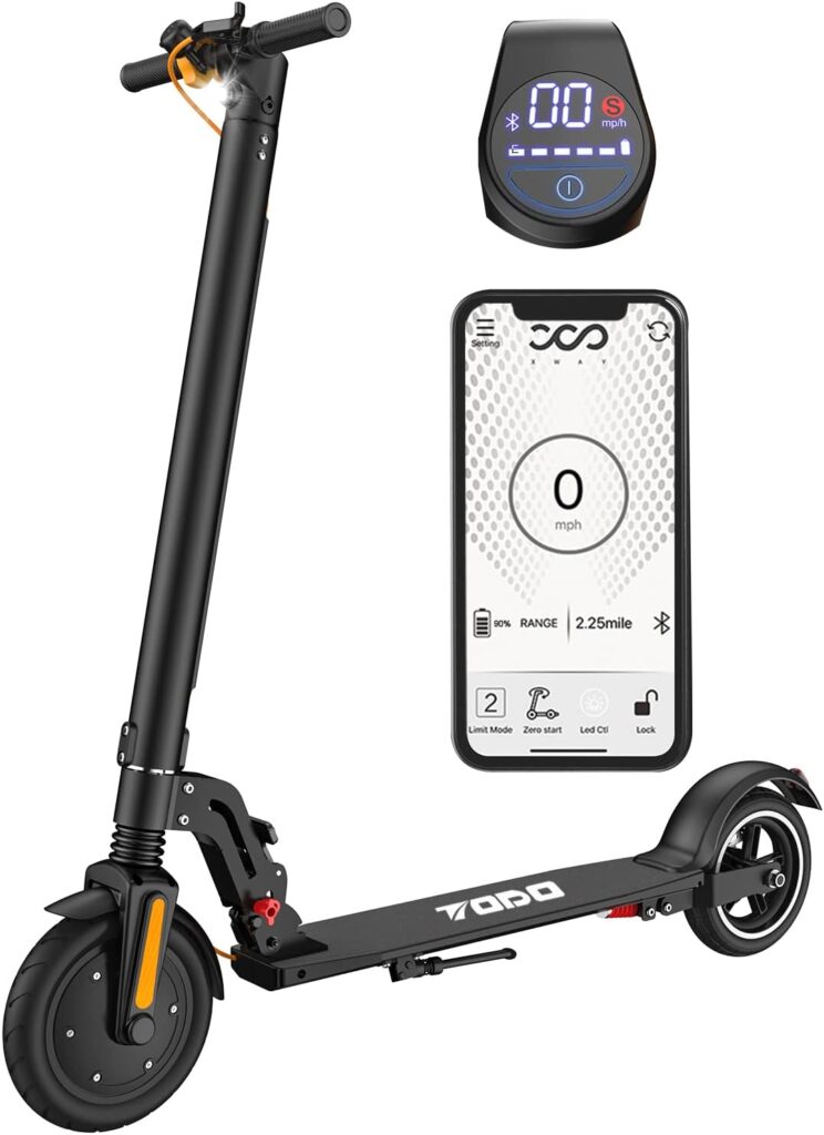 Electric Scooter,TODO Foldable Electric Scooter for Adults, Max 15MPH,8.5 Solid Tires,Range12-19Mile 400W(Peak) Powerful E-Scooter with Dual Brakes, Smart APPDual Brake System (Black)