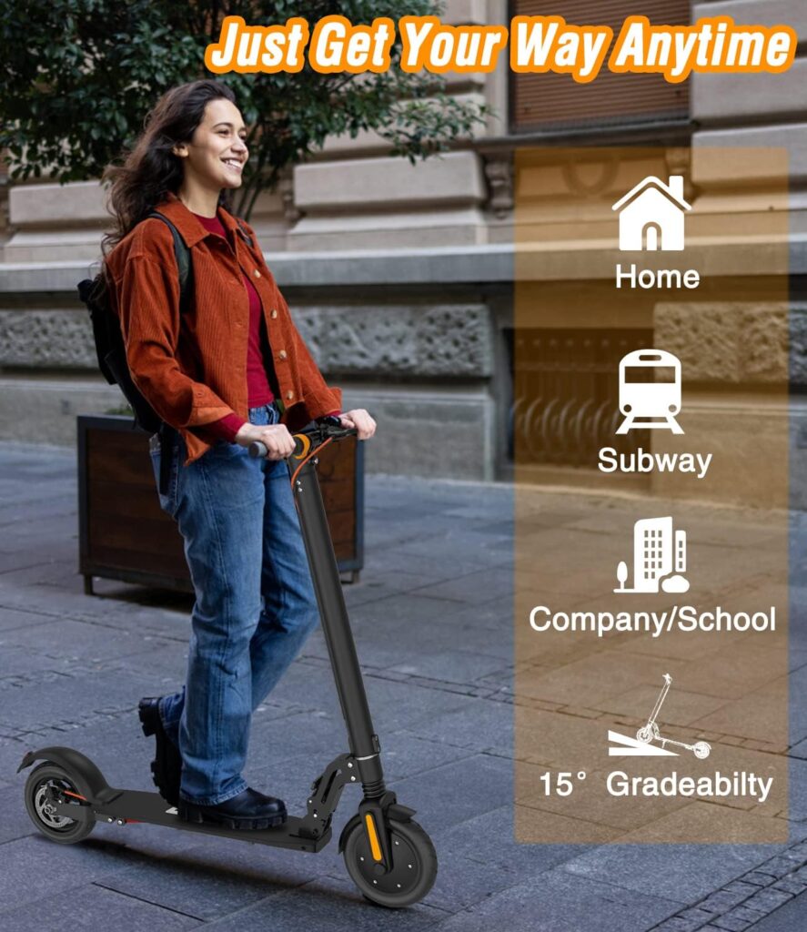 Electric Scooter,TODO Foldable Electric Scooter for Adults, Max 15MPH,8.5 Solid Tires,Range12-19Mile 400W(Peak) Powerful E-Scooter with Dual Brakes, Smart APPDual Brake System (Black)