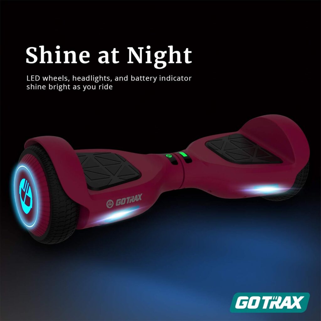 Gotrax Hoverboard with 6.5 LED Wheels  Headlight, Top 6.2mph  3.1 Miles Range Power by Dual 200W Motor, UL2272 Certified and 50.4Wh Battery Self Balancing Scooters for 44-176lbs Kids Adults