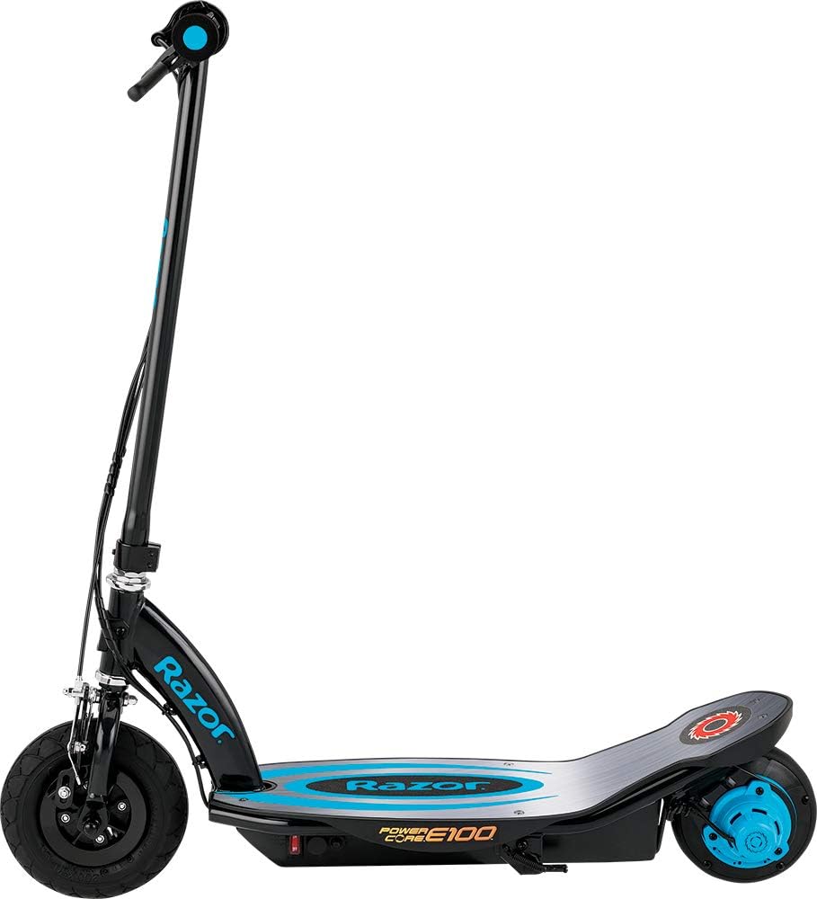 Razor Power Core E100 Electric Scooter for Kids Ages 8+ - 100w Hub Motor, 8 Pneumatic Tire, Up to 11 mph and 60 min Ride Time, for Riders up to 120 lbs