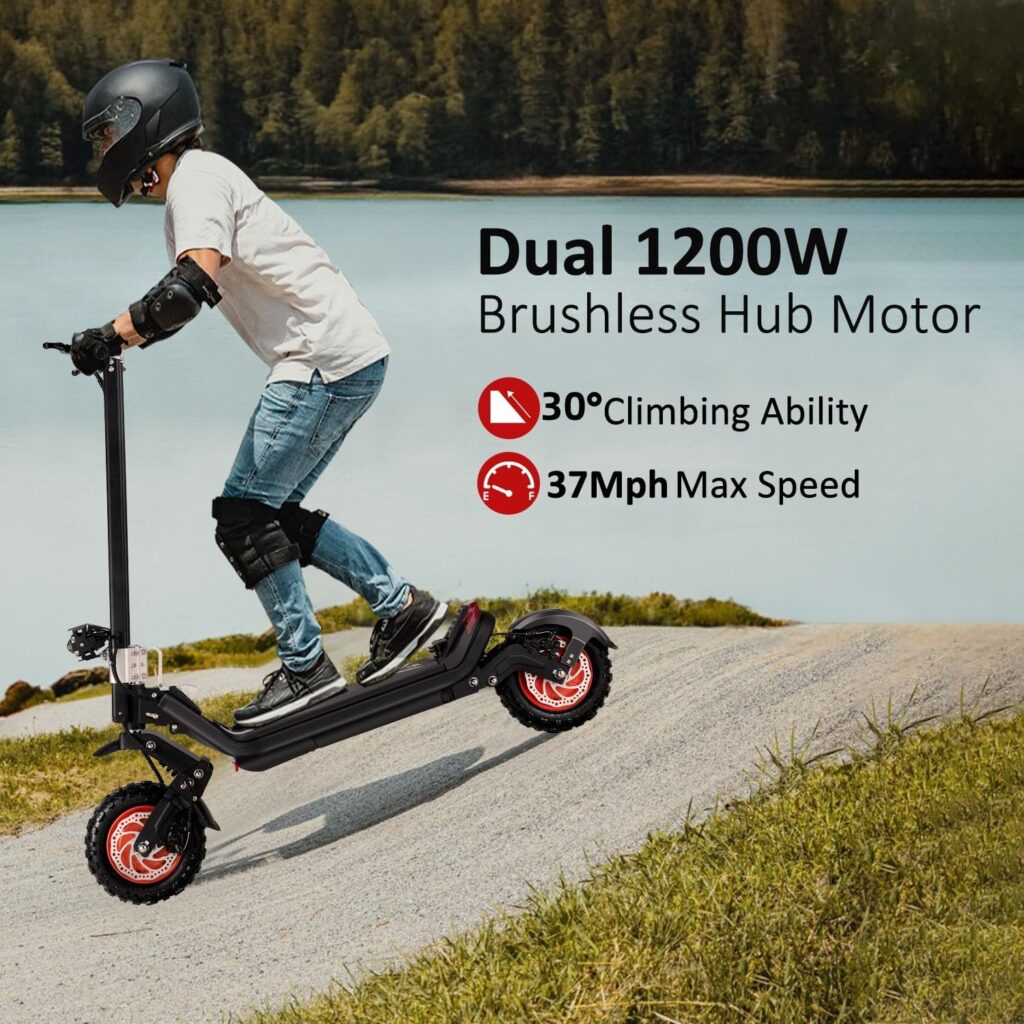 Ridingtimes 2400W Adults Electric Scooter with Smart APP, 11 Inch Dual Motor Off Road Scooter with 20.8AH Removable Battery, Up to 37Mph  50Miles Long Range