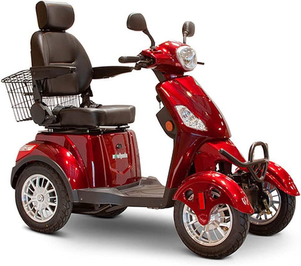 EWheels EW46 4 Wheel Sporty Mobility Recreational Travel Scooter Red