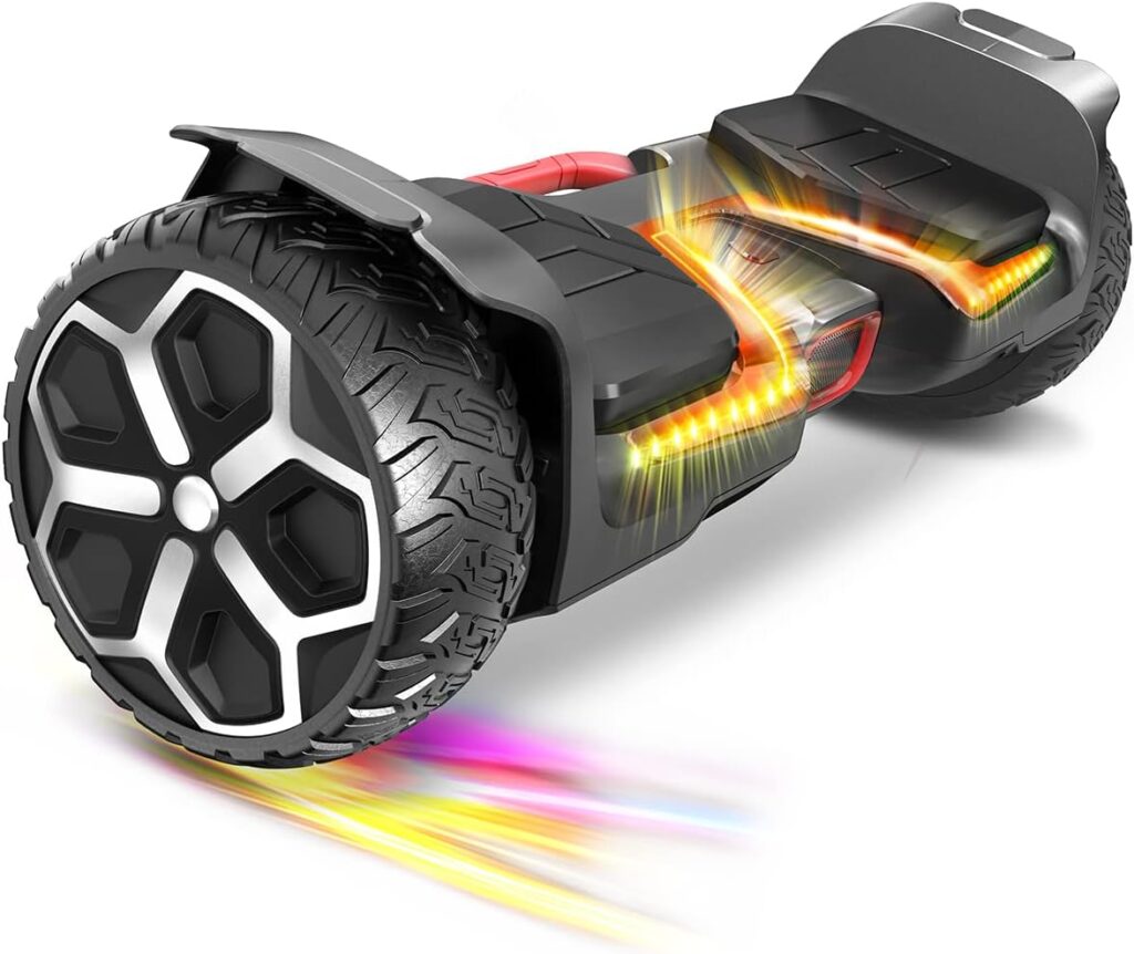 MUCHOVER Hoverboard for Adults and Kids, 8.5 6.5 All Terrain Hoverboard with 700W Motor  Solid Tires, Off Road Hoverboard with Bluetooth Speaker  LED Lights, UL2272 Certified