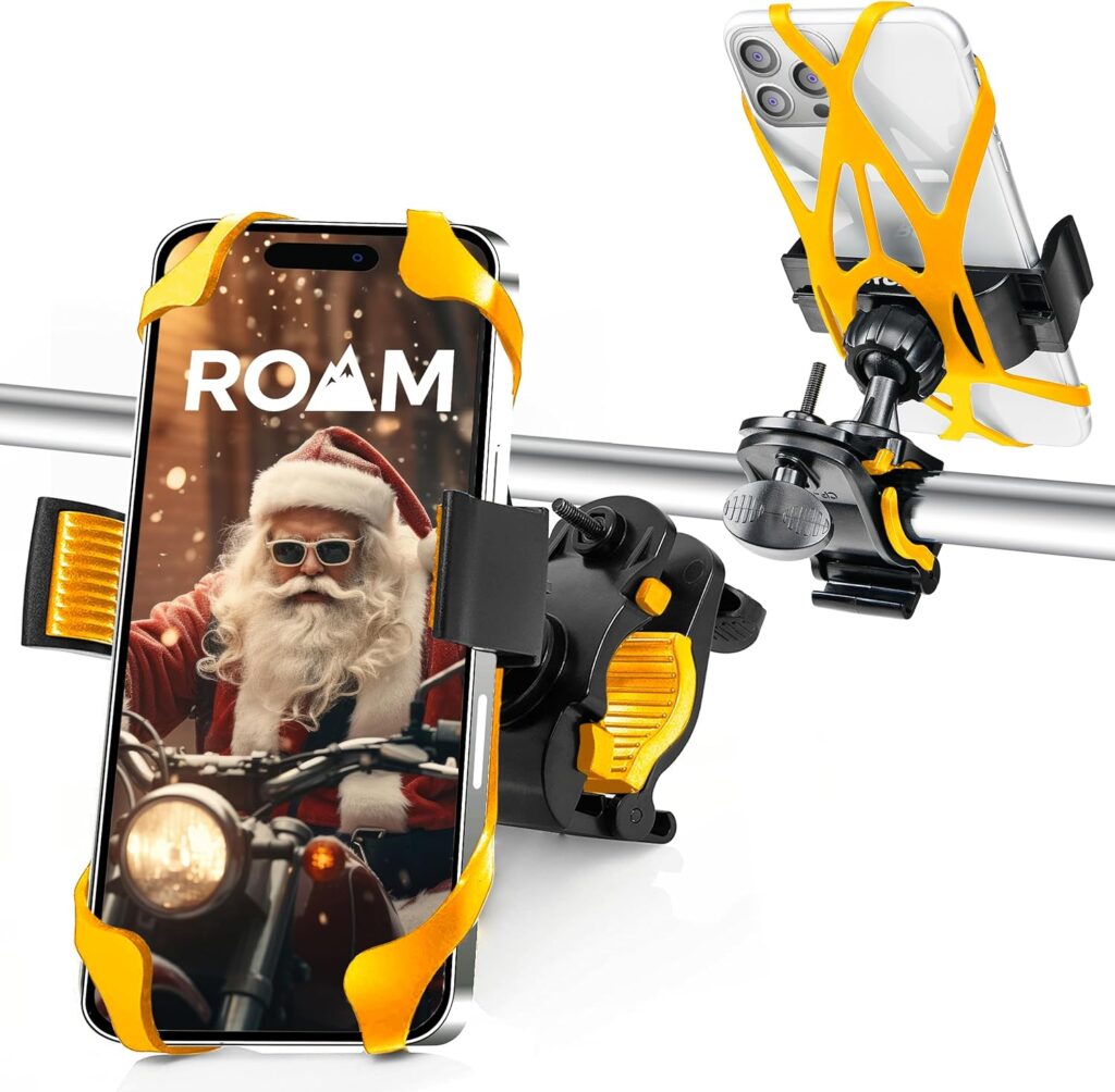 Roam Bike Phone Mount - Motorcycle Phone Mount- 360° Rotation with Universal Handlebar Fit for Bikes, Motorcycles, Scooters, Strollers - Mount Compatible w/All iPhone  Android Phones 4.5 to 6.7