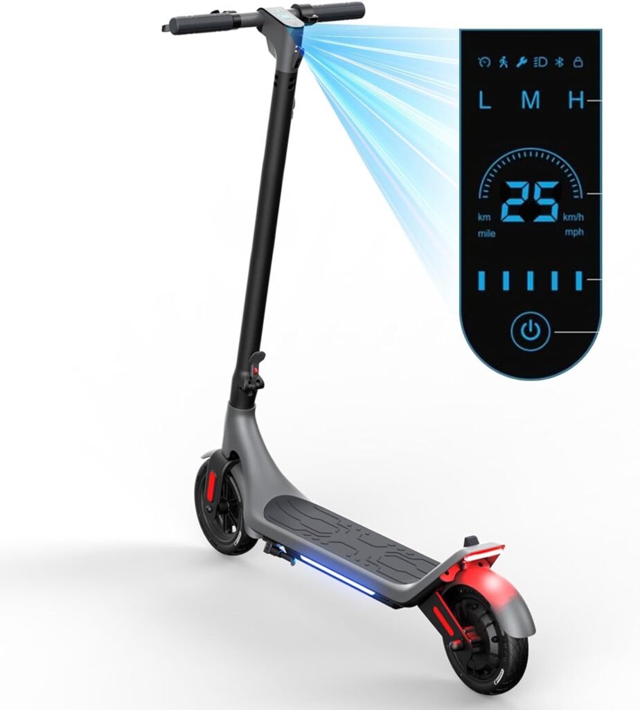 Smart Electric Scooter - Max 15.5/18.6mile Range, 9 Pneumatic Tire, 15.5mph Power by 250W/350W Moter, 220/250/265lbs, APP Digital Display and Cruise Control Foldable Escooter for Adult - A6003