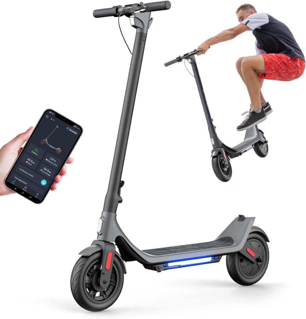 Smart Electric Scooter - Max 15.5/18.6mile Range, 9 Pneumatic Tire, 15.5mph Power by 250W/350W Moter, 220/250/265lbs, APP Digital Display and Cruise Control Foldable Escooter for Adult - A6003