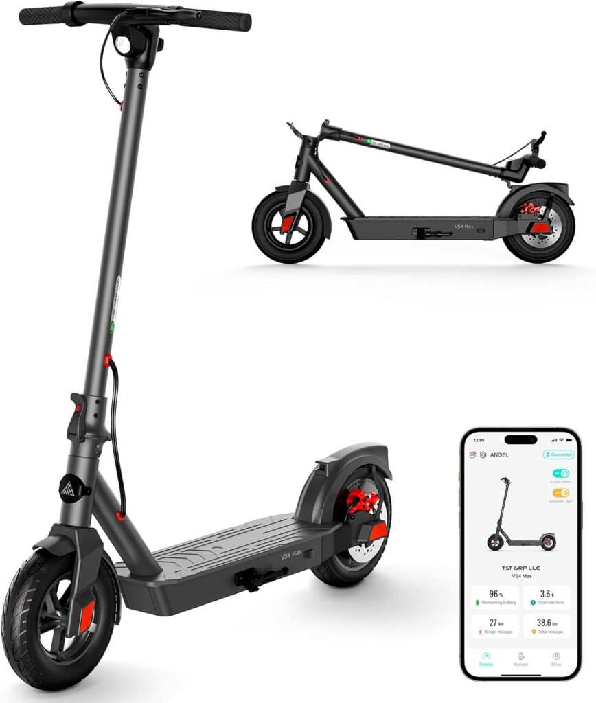 TST Electric Scooter, Up to 20/30 Miles Range Electric Scooter Adults, 15 Mph Folding Commute with 10 Solid Tires, Dual Braking System and App Control