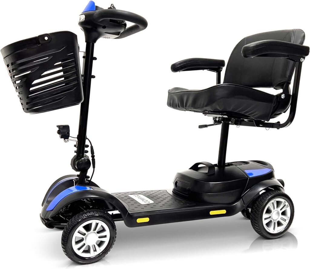 Electric Powered Mobility Scooter - Motorized, Foldable, Detachable Frames w Removable Battery Adjustable Chair Adults and Seniors Airline Approved Scooters (Super Seat, up to 13 Mile Range*)