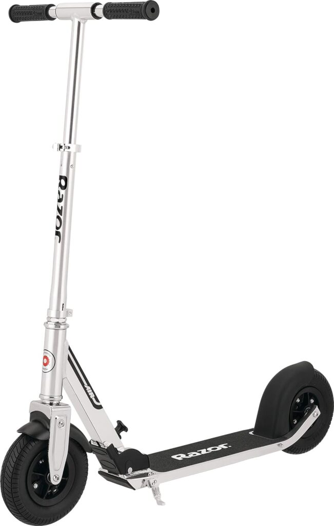 Razor A5 Air Kick Scooter for Kids Ages 8+ - Extra-Long Deck, 8 Pneumatic Rubber Wheels, Foldable, Anti-Rattle Handlebars, for Riders up to 220 lbs