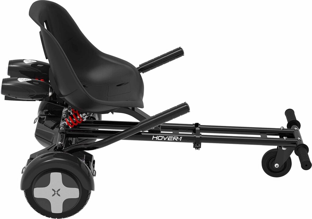 Hover-1 Raptor-1 Buggy Hoverboard Attachment | Turbo LED Lights, Compatible with All 6.5  8 Hoverboards, Hand-Operated Rear Wheel Control, Adjustable Frame, Easy Install Hoverboard Go Kart