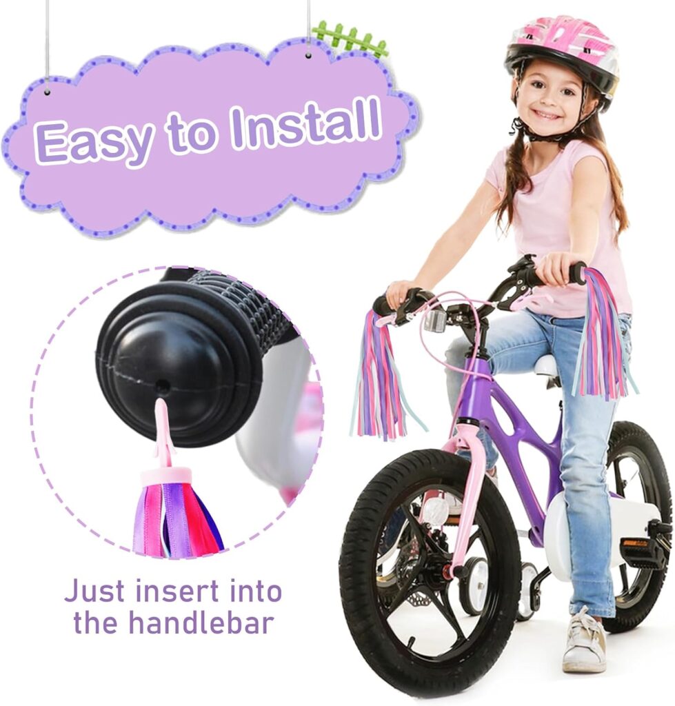 1 Pair (2pcs) Kids Bike Streamers, Bicycle Tassel Ribbon Scooter Handlebar Decorations, Colorful Balance Bikes Accessories for Girls Boys