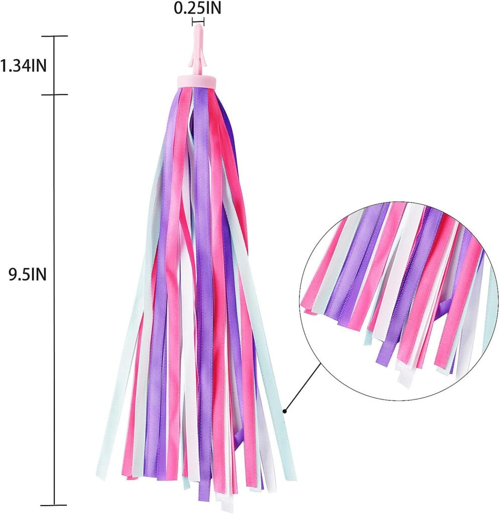 1 Pair (2pcs) Kids Bike Streamers, Bicycle Tassel Ribbon Scooter Handlebar Decorations, Colorful Balance Bikes Accessories for Girls Boys