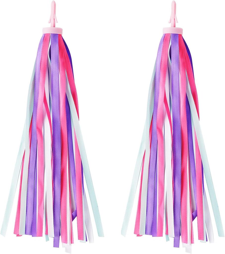1 Pair (2pcs) Kids Bike Streamers, Bicycle Tassel Ribbon Scooter Handlebar Decorations, Colorful Balance Bikes Accessories for Girls Boys