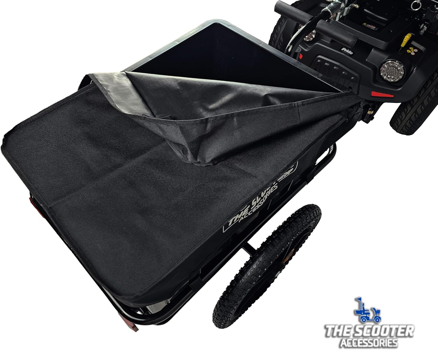 Cargo Trailer for Electric Mobility Scooter. Sturdy with Heavy Duty Large Tires and Cover. Pride, Baja, Go-Go Compatible