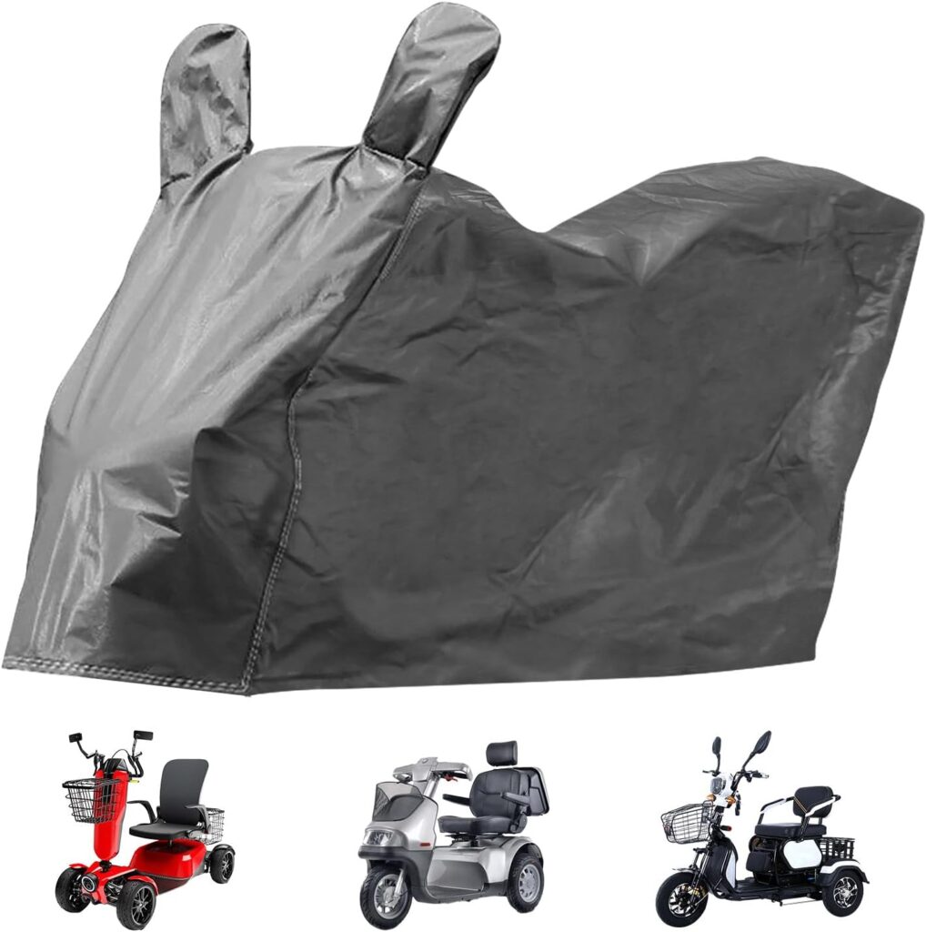 Mobility Scooter Covers Waterproof Outdoor,3 Wheel Scooter Cover,Heavy Duty 600D Waterproof Fabric,Electric Wheelchair Covers Waterproof,Durable Buckle Lock-Holes,Storage Cover for Transport