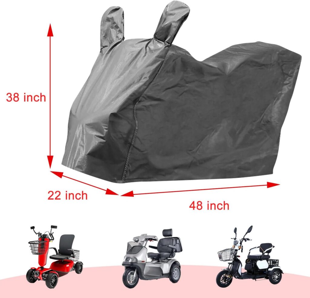 Mobility Scooter Covers Waterproof Outdoor,3 Wheel Scooter Cover,Heavy Duty 600D Waterproof Fabric,Electric Wheelchair Covers Waterproof,Durable Buckle Lock-Holes,Storage Cover for Transport