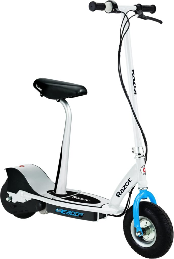 Razor E300S Seated Electric Scooter for Ages 13+, lb Max Weight – 250W Motor, Up to Mph, 40-Min Ride Time, Twist-Grip Throttle, 9” Pneumatic Tires, Removable Padded Seat Razor E300S Seated Electric Scooter for Ages 13+, lb Max Weight – 250W Motor, Up to Mph, 40-Min Ride Time, Twist-Grip Throttle, 9” Pneumatic Tires, Removable Padded Seat