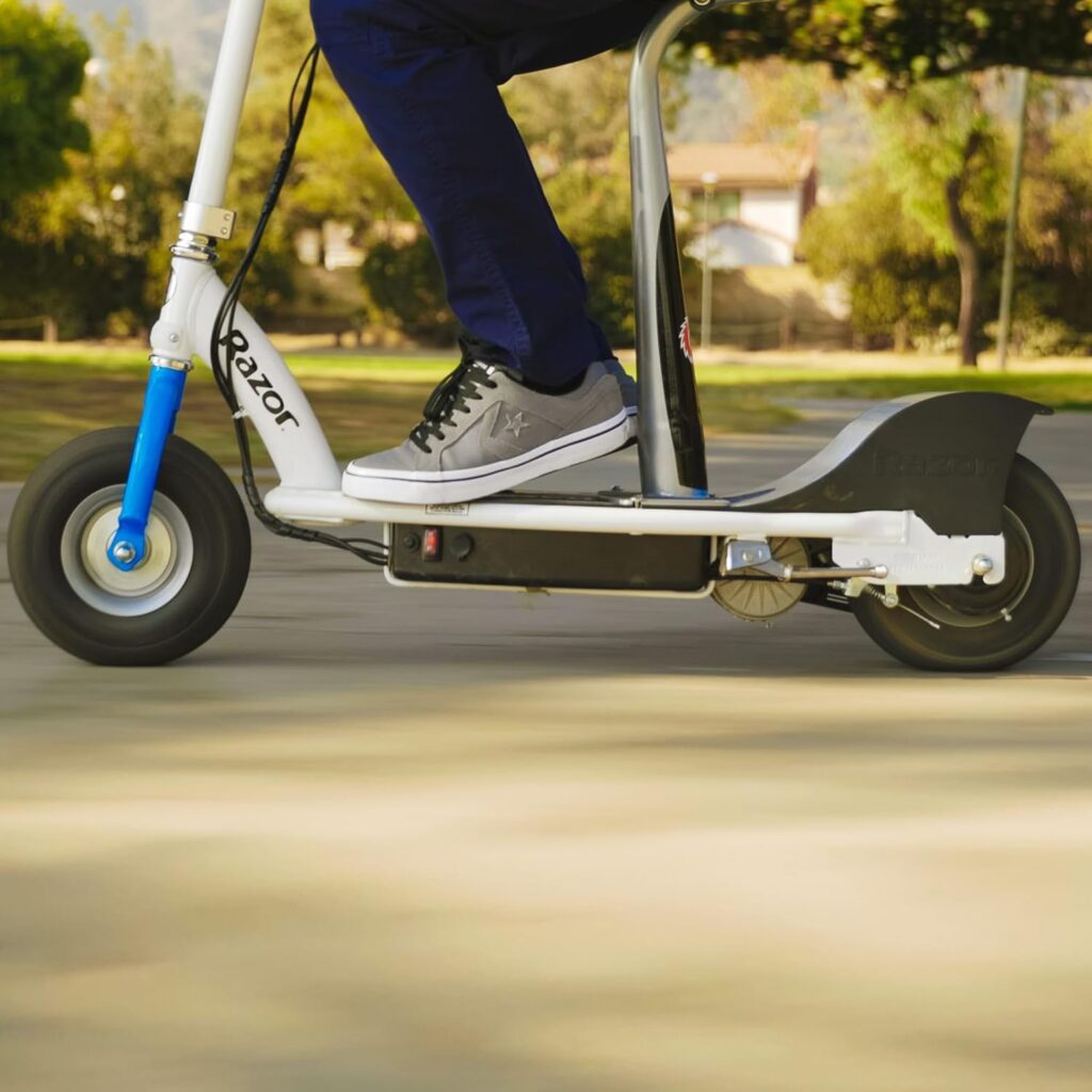 Razor E300S Seated Electric Scooter for Ages 13+, lb Max Weight – 250W Motor, Up to Mph, 40-Min Ride Time, Twist-Grip Throttle, 9” Pneumatic Tires, Removable Padded Seat Razor E300S Seated Electric Scooter for Ages 13+, lb Max Weight – 250W Motor, Up to Mph, 40-Min Ride Time, Twist-Grip Throttle, 9” Pneumatic Tires, Removable Padded Seat