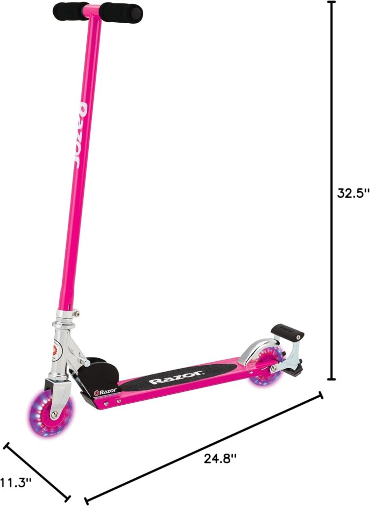 Razor S Spark Sport Kick Scooter - LED Light-Up Wheels, Full-Deck Grip Tape, Spark Bar, Lightweight Aluminum Fram, Foldable