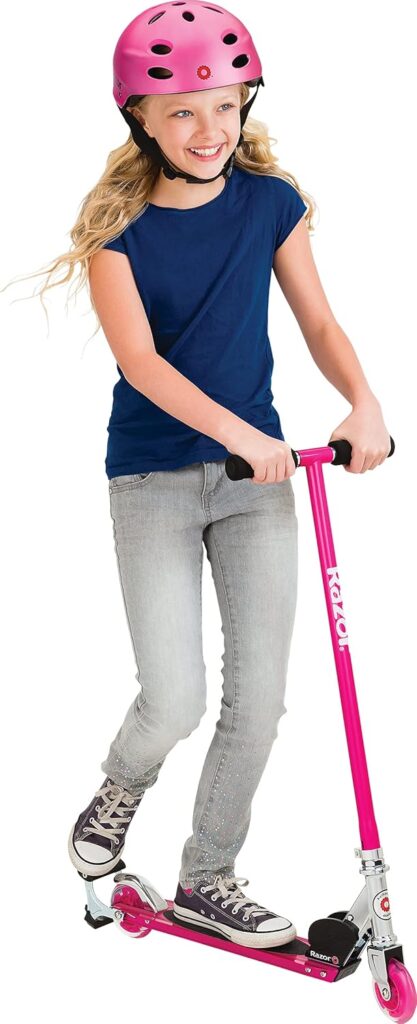 Razor S Spark Sport Kick Scooter - LED Light-Up Wheels, Full-Deck Grip Tape, Spark Bar, Lightweight Aluminum Fram, Foldable