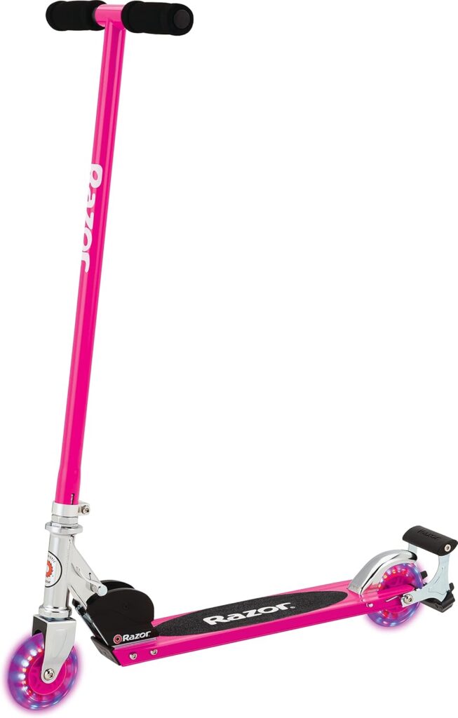 Razor S Spark Sport Kick Scooter - LED Light-Up Wheels, Full-Deck Grip Tape, Spark Bar, Lightweight Aluminum Fram, Foldable