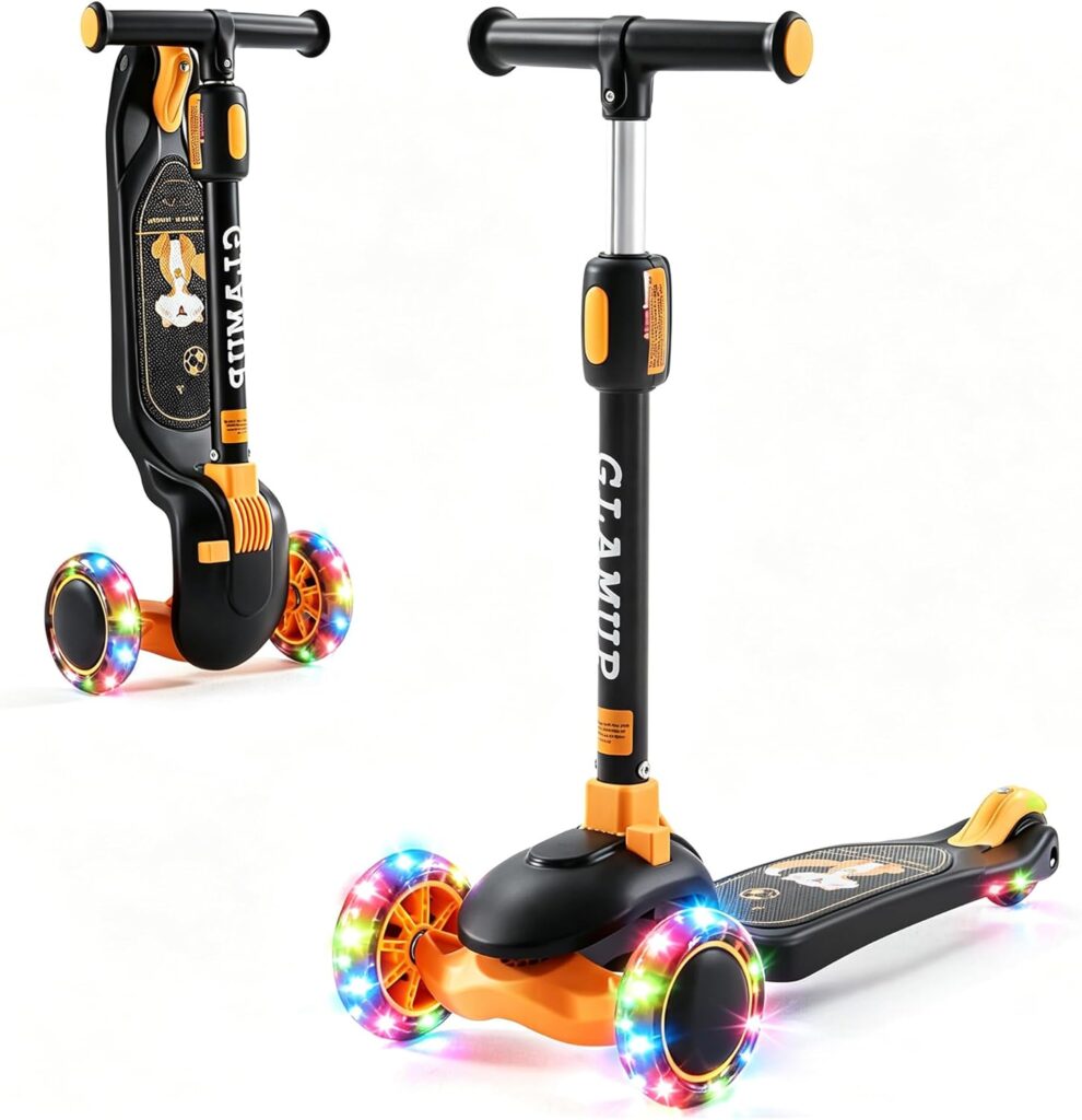 GLAMUP Kids Scooter, Wheel Scooter for Kids Ages 3-12, Adjustable Handlebar, Lean-to-Steer, Foldable Kick Scooter for Boys and Girls GLAMUP Kids Scooter, Wheel Scooter for Kids Ages 3-12, Adjustable Handlebar, Lean-to-Steer, Foldable Kick Scooter for Boys and Girls